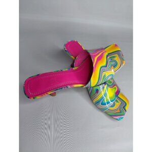 Rouge Helium Womens Multicolor Swirl Open-Toe Mules Size 10